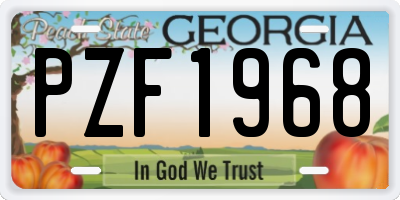 GA license plate PZF1968