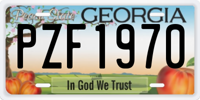 GA license plate PZF1970