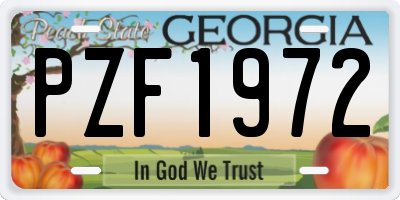 GA license plate PZF1972
