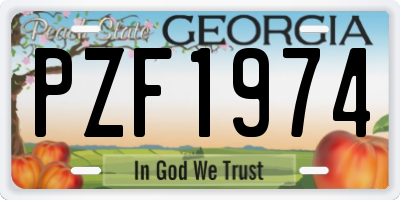GA license plate PZF1974