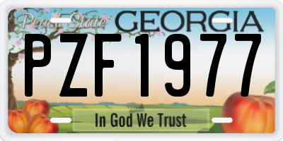 GA license plate PZF1977