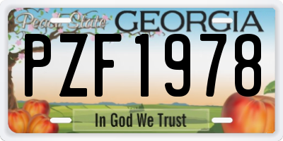 GA license plate PZF1978