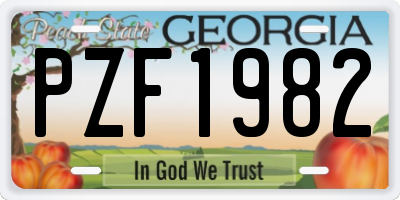 GA license plate PZF1982