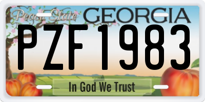 GA license plate PZF1983