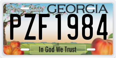 GA license plate PZF1984