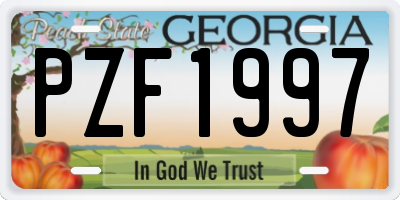 GA license plate PZF1997