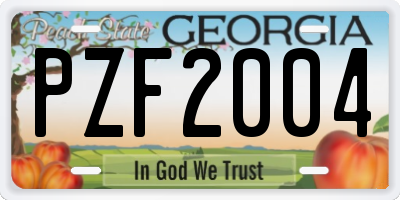 GA license plate PZF2004