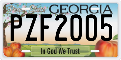GA license plate PZF2005