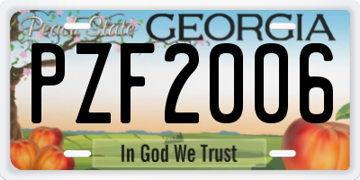 GA license plate PZF2006