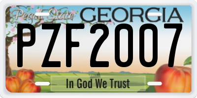 GA license plate PZF2007
