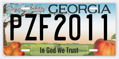 GA license plate PZF2011