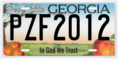GA license plate PZF2012