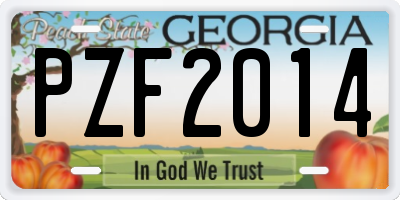 GA license plate PZF2014