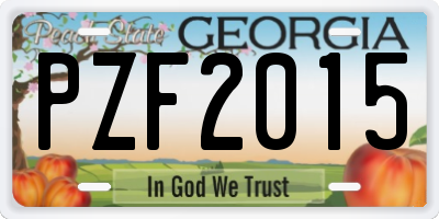 GA license plate PZF2015