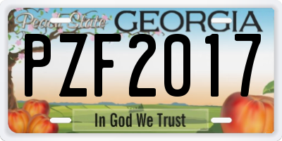 GA license plate PZF2017