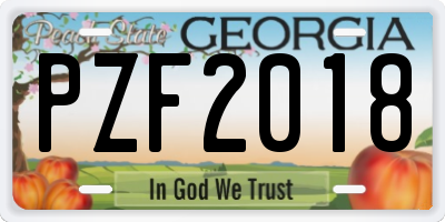 GA license plate PZF2018