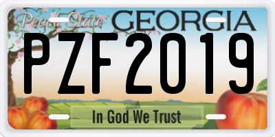 GA license plate PZF2019