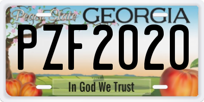 GA license plate PZF2020