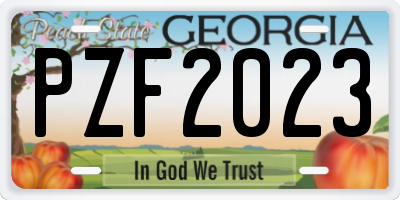GA license plate PZF2023