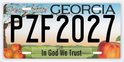 GA license plate PZF2027