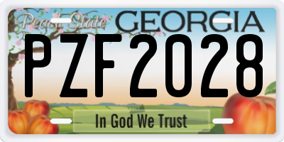 GA license plate PZF2028