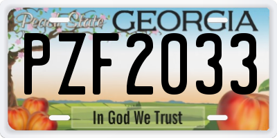 GA license plate PZF2033