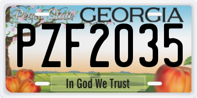 GA license plate PZF2035