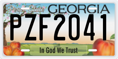 GA license plate PZF2041