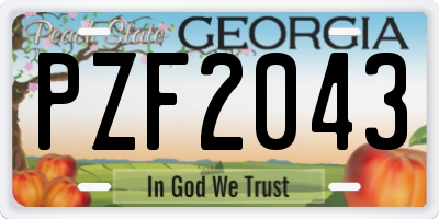 GA license plate PZF2043