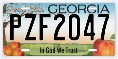 GA license plate PZF2047