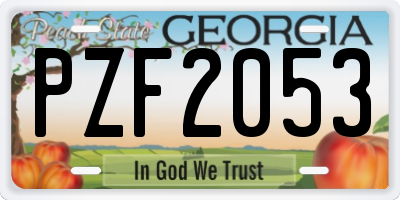 GA license plate PZF2053