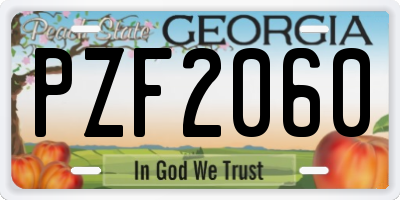 GA license plate PZF2060