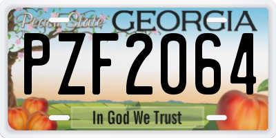 GA license plate PZF2064