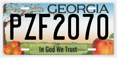 GA license plate PZF2070