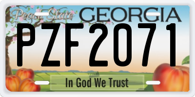 GA license plate PZF2071