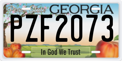 GA license plate PZF2073