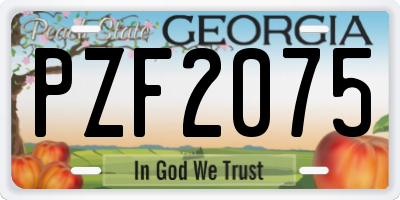 GA license plate PZF2075