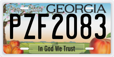 GA license plate PZF2083