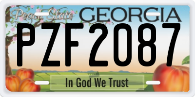 GA license plate PZF2087