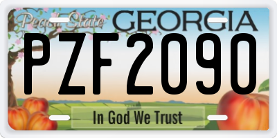 GA license plate PZF2090