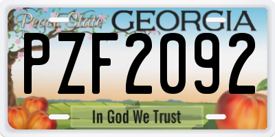 GA license plate PZF2092