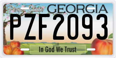 GA license plate PZF2093