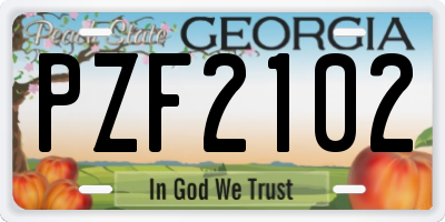 GA license plate PZF2102