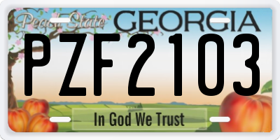 GA license plate PZF2103