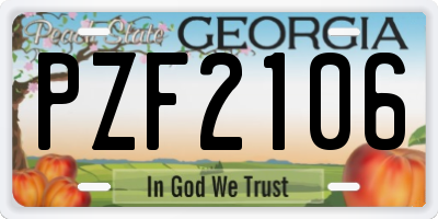 GA license plate PZF2106