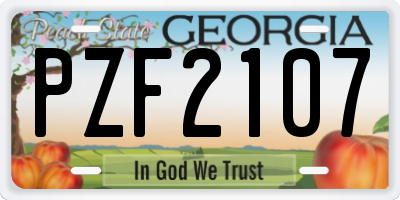 GA license plate PZF2107