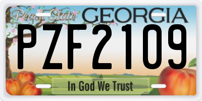 GA license plate PZF2109
