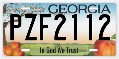 GA license plate PZF2112