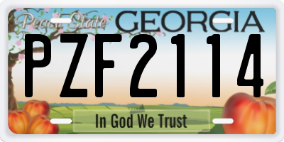 GA license plate PZF2114