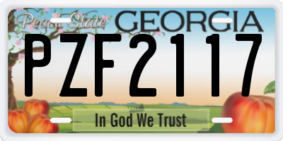 GA license plate PZF2117